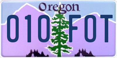 OR license plate 010FOT