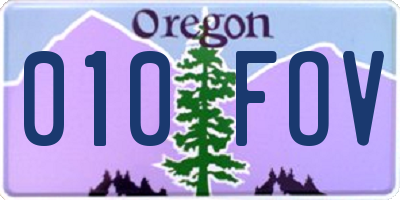 OR license plate 010FOV