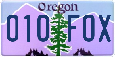 OR license plate 010FOX
