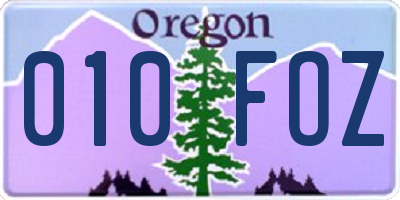 OR license plate 010FOZ