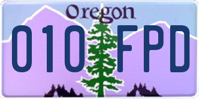 OR license plate 010FPD