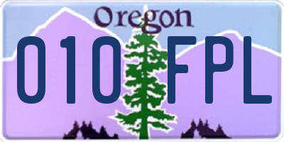 OR license plate 010FPL