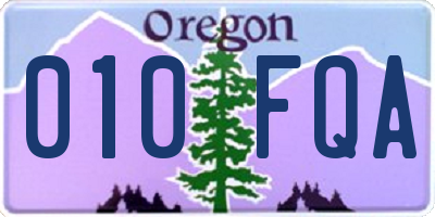 OR license plate 010FQA