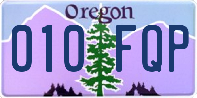 OR license plate 010FQP