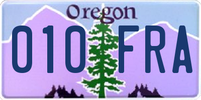 OR license plate 010FRA