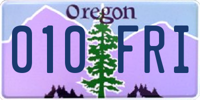 OR license plate 010FRI