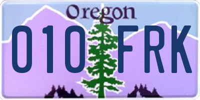 OR license plate 010FRK