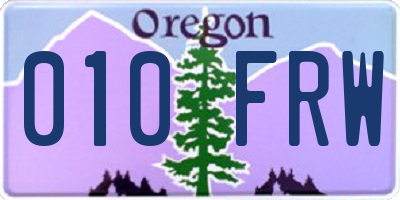 OR license plate 010FRW