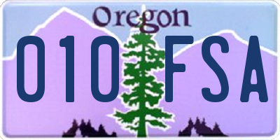 OR license plate 010FSA