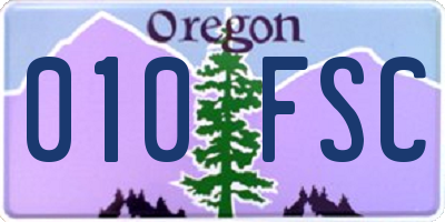 OR license plate 010FSC