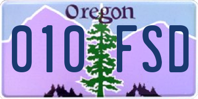 OR license plate 010FSD
