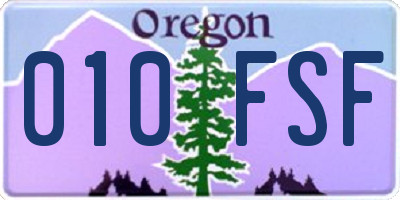 OR license plate 010FSF