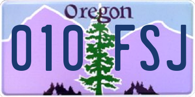 OR license plate 010FSJ