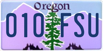 OR license plate 010FSU