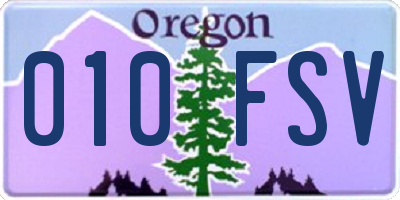 OR license plate 010FSV