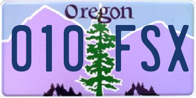 OR license plate 010FSX