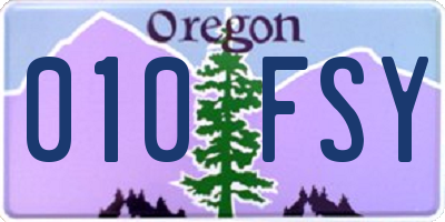 OR license plate 010FSY