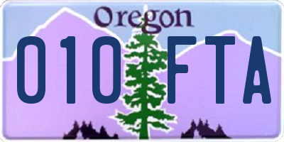OR license plate 010FTA