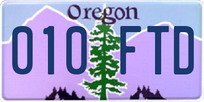 OR license plate 010FTD