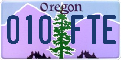 OR license plate 010FTE