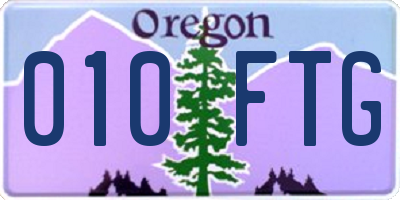 OR license plate 010FTG