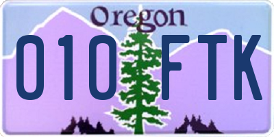 OR license plate 010FTK