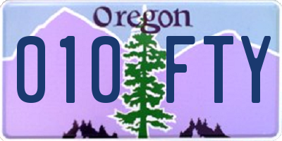 OR license plate 010FTY