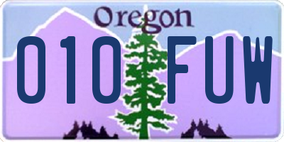 OR license plate 010FUW