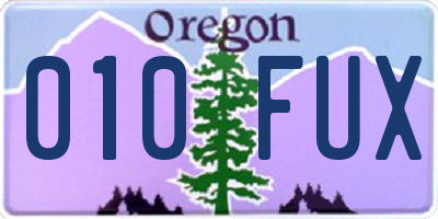 OR license plate 010FUX