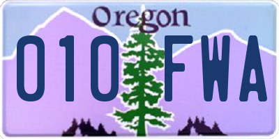 OR license plate 010FWA