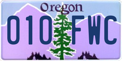 OR license plate 010FWC