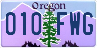 OR license plate 010FWG