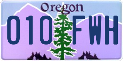 OR license plate 010FWH