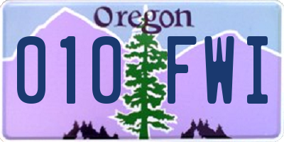 OR license plate 010FWI