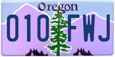 OR license plate 010FWJ