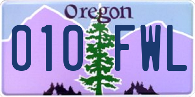 OR license plate 010FWL