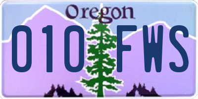 OR license plate 010FWS