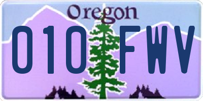 OR license plate 010FWV