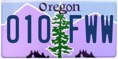OR license plate 010FWW