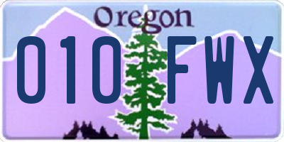 OR license plate 010FWX