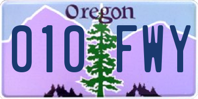 OR license plate 010FWY