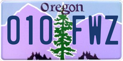 OR license plate 010FWZ