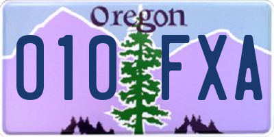 OR license plate 010FXA