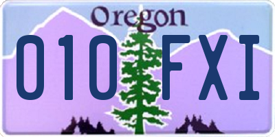 OR license plate 010FXI
