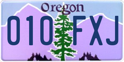 OR license plate 010FXJ