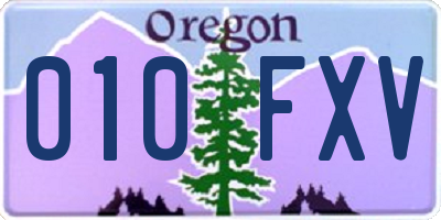 OR license plate 010FXV