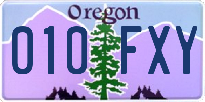 OR license plate 010FXY
