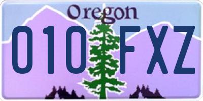 OR license plate 010FXZ