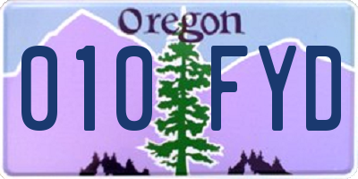 OR license plate 010FYD