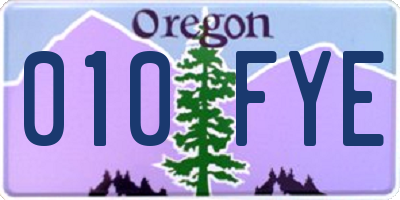 OR license plate 010FYE